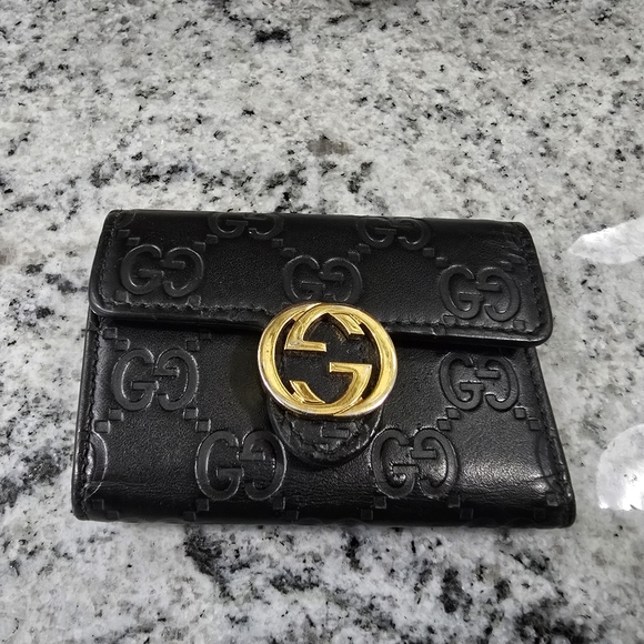 Gucci Handbags - Gucci Black Leather Key & Card Holder